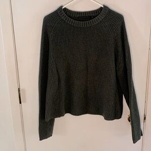 Jenni Kayne charcoal grey cashmere ribbed knit fisherman's sweater Size XL